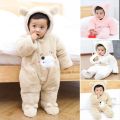 Polar Jumpsuit , Snuggly Bear Hug : Plush Hooded Romper For Babies. 