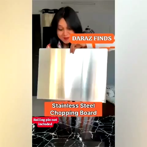 FACEOUT - Stainless Steel Cutting Board 48x40cm/32x38cm – Durable, Hygienic, Easy to Clean – Cutting Board, No Smell – Perfect for Meat, Fish, Vegetable & Fruit Chopping – Premium Quality – Large Steel Cutting Board for Kitchen – Sturdy & Unbreakable