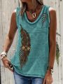 Ladies' vests Western ethnic printed casual sleeveless T-shirt women's retro loose vest. 