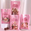 50pcs Pink Merry Christmas  Bags Santa Claus Candy Bags for Home 2025 Winter Holiday Christmas Decoration Navidad . 