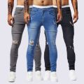 Ripped Men's Jeans Slim Stretch Holes Fashion Biker Denim Pants Skinny Personality Hip Hop Streetwear Male Fashion Trousers. 