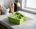 Ice Cube Trays for Freezer 4-compartment container with lid - Mini Ice Cube Trays with Lid & Easy-Release Silicone Bottom, Stackable Small Ice Cube Molds for Mini Fridge/Travel/Dorm Freezer.