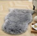 Sheepskin Faux Rug Grey 2ft x 3ft Soft Medium Pile Room and Door Mat. 