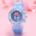Disney Frozen Princess Pattern Led Glowing Flash Children ​Watch Toys Fashion Quartz Wristwatch Christmas Gifts for Kids. 