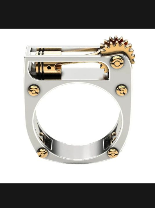 Punk Men Women Mechanical Gear Geometric Band Finger Ring Party Jewelry Gift
