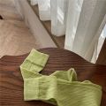 1 pair of spring and summer stacked socks  Korean vertical striped long tube socks  versatile solid color socks. 