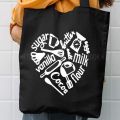 Trendy Tag Printed Black Color Tote Bag For Girls & Women Customized by Hi Took. 