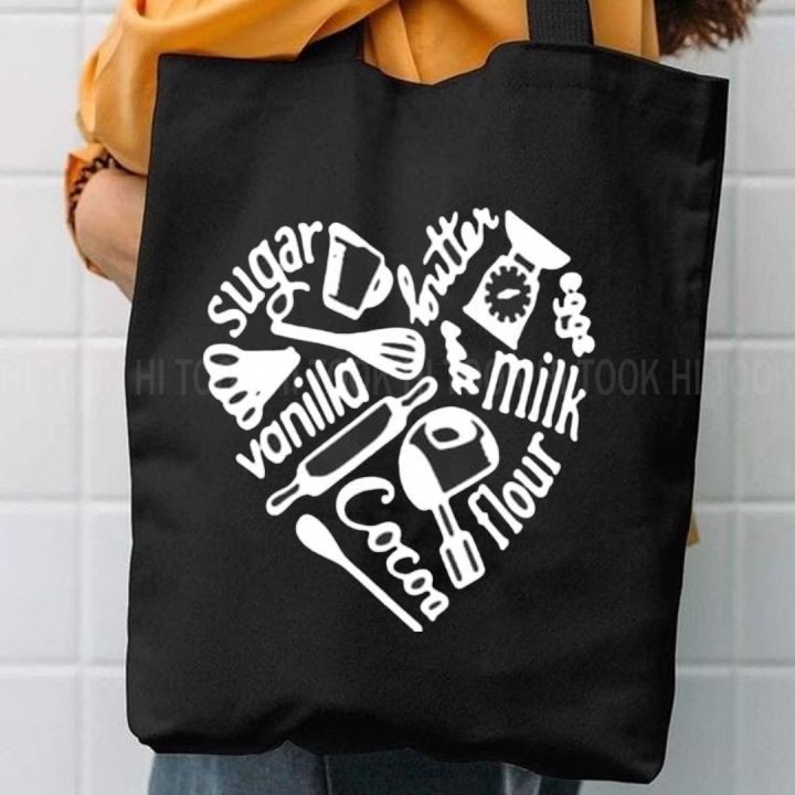 Trendy Tag Printed Black Color Tote Bag For Girls & Women Customized by Hi Took