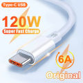 6A 120W Original Type C USB Fast Charging Cable For  12 13 14T 15 17 Redmi Note 11 12 13 14 Pro POCO Phone Cables With Box. 