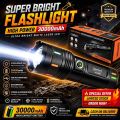 (Imported) HIGH POWERED MULTI PURPOSE Zoomable Strong Light T40 LED Flashlight USB Rechargeable Ultra-Bright Torch High Power Lantern Built-in 3*18650 Lithium Batteries FLASHLIGHT Sanford Light Torch Light Winter Light Led Torchlight. 