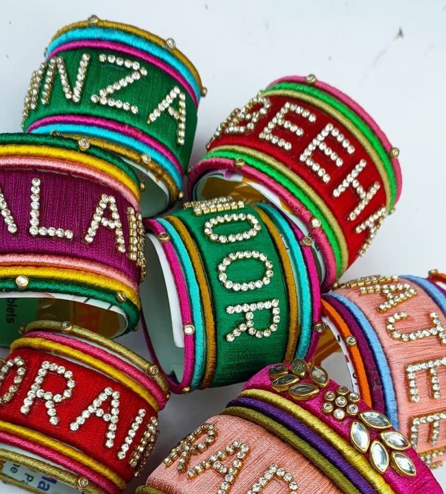 Customized Name Bangle Sets (1 Name kara +6 Bangles)