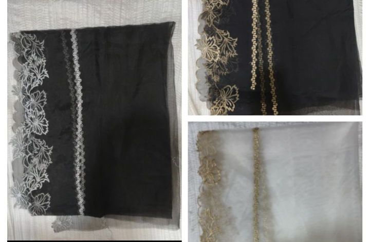 Pure organza trending cutwork dupatta