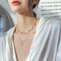 Korean Double Layer Heart Necklace Shiny Bling Zircon For Women Clavicle Chain Elegant Charm Wedding Pendant Choker Jewelry Gift - Necklace For Girls. 