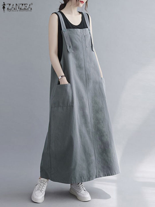 ZANZEA%20Women%20Sleeveless%20Maxi%20Dress%20Fashion%20Workwear%20Pockets%20Vestidos%202023%20Summer%20Adjustable%20Shoulder%20Straps%20Dresses%20Streetwear%20-%20Image%202