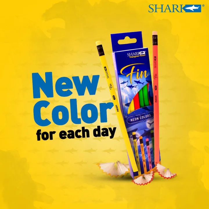Shark%20HBT-712%20Fin%2012%20Pencils%20Fin%20Neon%20Body%20Assorted%20Colors%2012%20Pencils%20with%20Eraser%20-%20Image%202