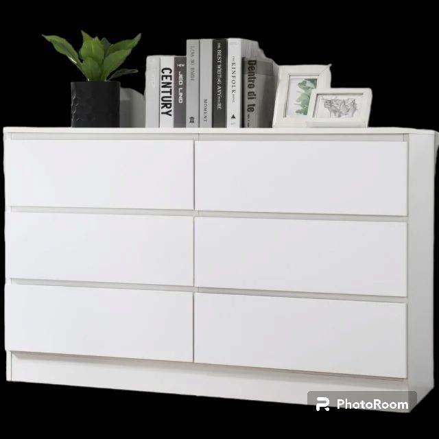 BM-MART White Wooden 6 Drawer Chest