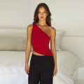 Women's  Diagonal Shoulder Strap Sleeveless Backless Tight Top Seaside Nightclub Party 2024 New Model. 