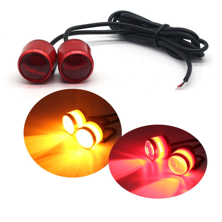 2pcs Motorcycle Eagle Eye Daytime Running Light Strobe Super Bright Fog Lamp Headlight 12V Driving Reverse Backup Light Flasher