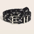 1PC New Fashion Luxury Belt Black Punk Accessories Blue Denim Girdle HipHop Y2k Star Hollowed Pin Buckle Waistband，For Men Women. 