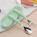 3pcs Children Spoon Forks Box Kids Stainless Steel Kids Cutlery Portable Baby Feeding Utensils Baby Spoons Baby Tableware Set. 