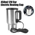 Camping Travel Kettle Vehicle Heating Cup 12V 450ml Stainless Steel Water Coffee Milk Thermal Mug Electric Heating Car Kettle.
