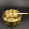 1pcs Luxury Stainless Steel Round Metal Ashtray for Cigarette Cigar - Portable Home Office Patio Tabletop Countertop Ash Tray - Durable Fancy Outside Décor Hotel Restaurant 12 cm. 