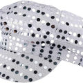 Glitter Sequin Hat Bling Costume Hat Retro Dress up Hat Beret Newsboy Cap Birthday Party Dance Hat Silver.