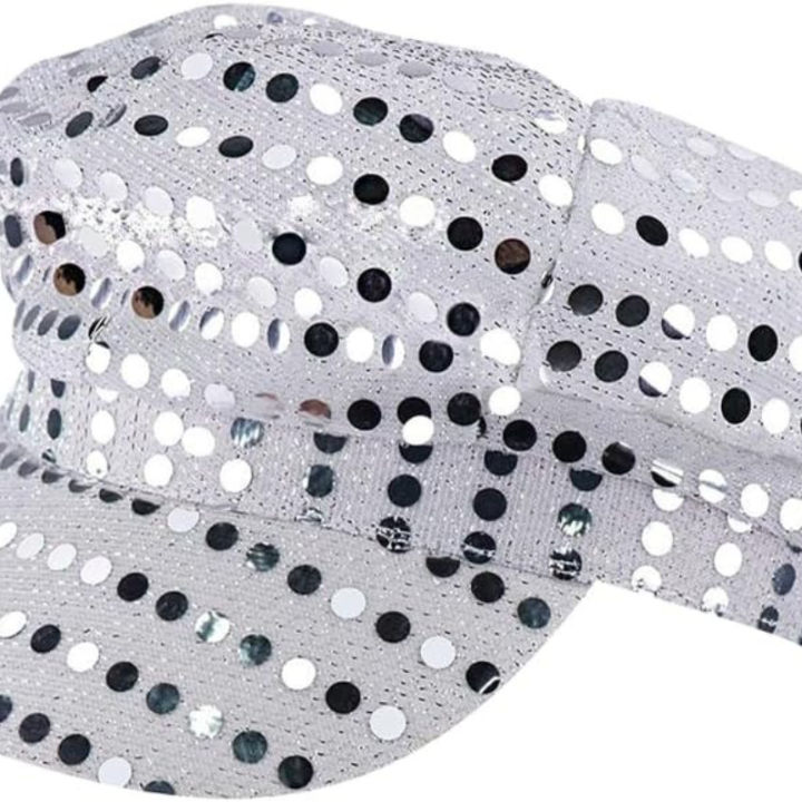 Glitter Sequin Hat Bling Costume Hat Retro Dress up Hat Beret Newsboy Cap Birthday Party Dance Hat Silver
