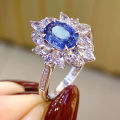 Huitan Luxury Oval Blue Cubic Zirconia Female Ring for Wedding Engagement Ceremony Party New Fashion Design Women's Ring Jewelry.