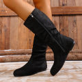 Hot Sale Womens Boots Side Zip Mid Calf Boots Trend Suede Women Flat Boots Luxury Plus Size Women Shoes High Quality Botas Mujer. 