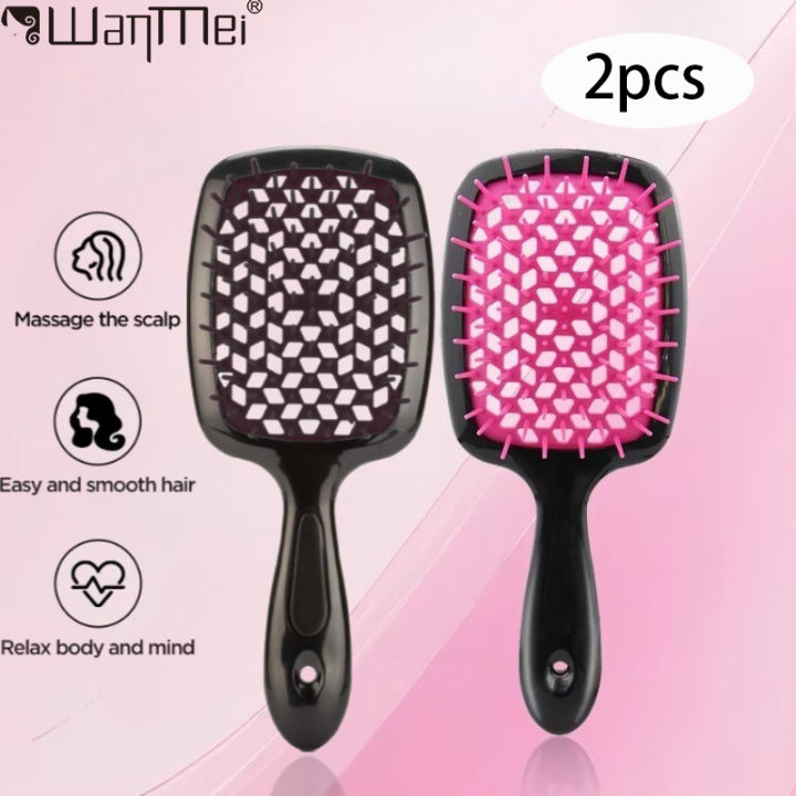 WANMEI 2pcs Fluffy Modeling Comb massage anti-static tangled hair hollow out comb for Wet Dry Hair salonhair salon Styling tools