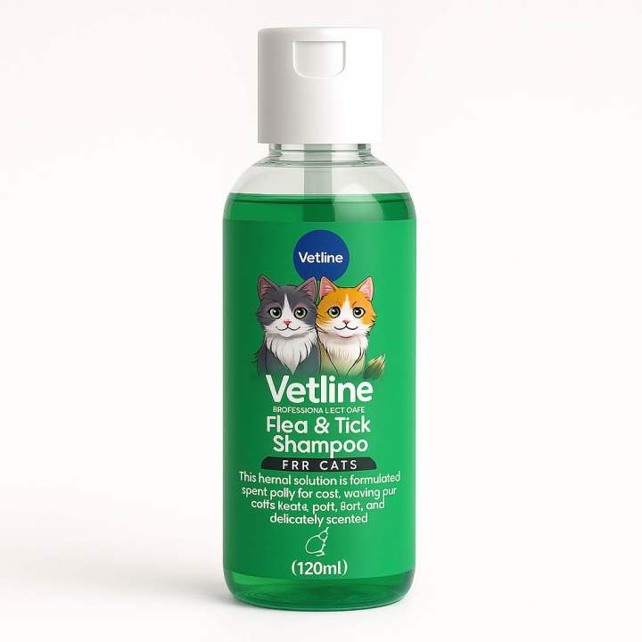 Vetline Flea & Tick Cat Shampoo – 120ml | Herbal Anti-Flea Shampoo ...