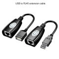 2Pcs USB to RJ45 LAN Cable Extension Adapter Extender Over Cat5 RJ45 Cat6 Patch Cord Black Networking Accessories.