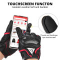 Motorcycle Leather Gloves Carbon Fibre Four Seasons Waterproof Touch Screen Non-slip Motorbike Gloves Perforated Ventilate.