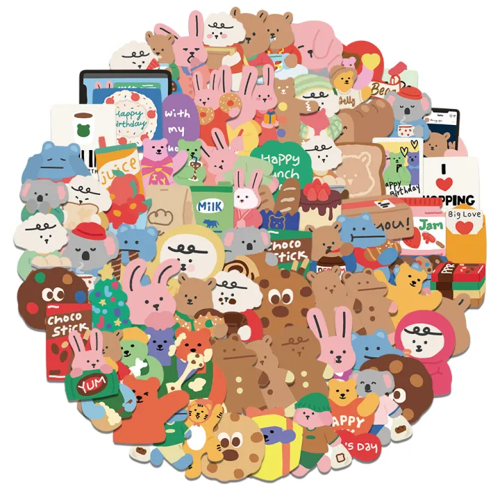 100PCS/Pack%20Korean%20Dailylike%20Bear%20Stickers%20Dailylike%20Decals%20For%20Phone%20Laptop%20Suitcase%20Notebook%20Skateboard%20Waterproof%20Stickers%20-%20Image%202