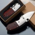 Small Camping Knife Portable Mini Key Chain Knife Wood Handle Stainless Steel Folding Pocket Knives EDC Utility Knife Outdoor Gear. 