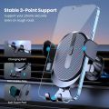 Mobile phone holder for car, air outlet, gravity sensor, riangle gravity, matte simplicity, solid, metal material.