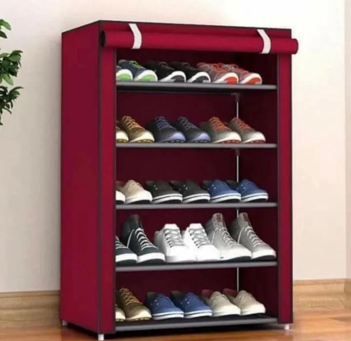 Shoe Rack & Wardrobe 3 Layers Portable Shoe Rack With Zip Cover | Daraz.pk