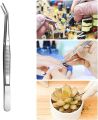 Stainless Steel Tweezers, with Curved Serrated Tip Multipurpose Tweezers Sewing Machine Tweezers Forceps for Craft Repairing (2 Pcs set). 