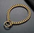 Gold Dog Chain, Stainless Steel Dog Collar Choker, Luxury Designer, Walking and Traning Metal Necklace for Small and Medium Dogs. 