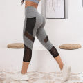 Mesh High Waist Yoga Pants Capri Leggings with Pockets for Women Tummy Control Workout Capri Leggings for Women.