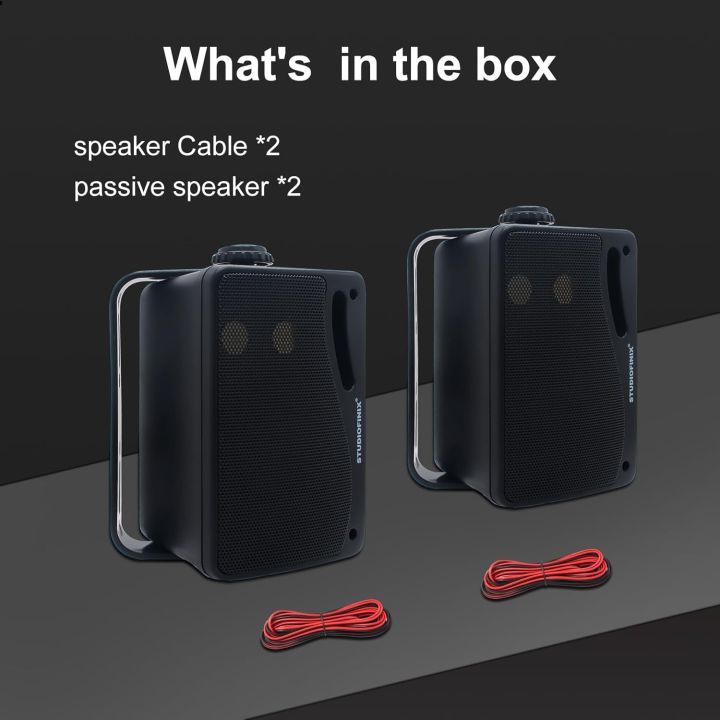 STUDIOFINIX%203.5%20inch%20200W%20Passive%203-Way%20Outdoor%20Speakers%20Clear%20Sound%20Wired%20-%20Weatherproof%20Wall%20Mount%20for%20Patio%20Marine%20Boat%202PCS%20-%20Image%205