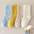 4 pairs of children's socks for autumn and winter, baby's fleece socks for warmth, thickening, boys' and girls' looped socks wit. 