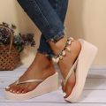 Summer Wedge Flip Flops for Women 2025 Fashion Clip Toe Platform Slippers Woman Lightweight Thick Bottom Non Slip Beach Sandals. 