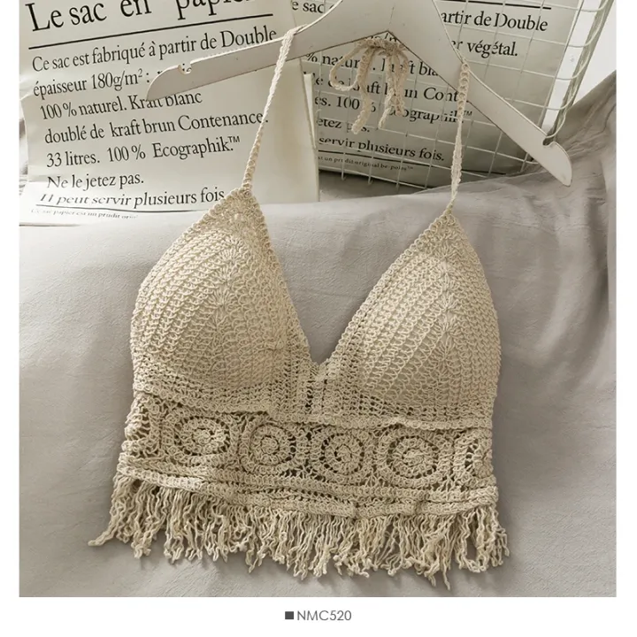 Women%20Beach%20Crop%20Tops%20Hollow%20Cover-Ups%20Perspective%20Tassel%20Sexy%20Spaghetti%20Strap%20Swinwear%20Built%20In%20Bra%20Backlless%20Halter%20Neck%20-%20Image%205