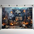Pirate themed polyester photography background, perfect for teenage birthday parties, indoor/outdoor decoration. 