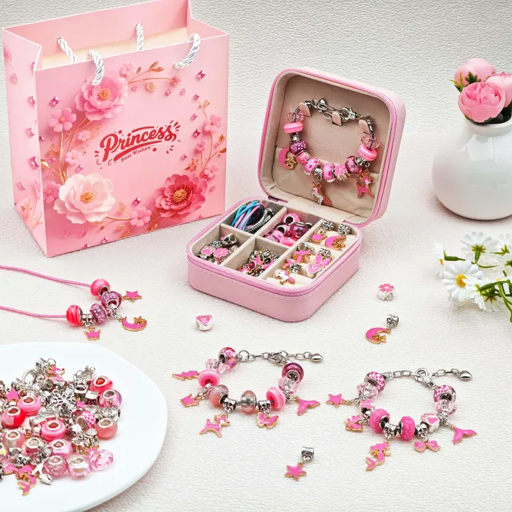 68pcs%20pink%20beaded%20jewelry%20set,%20charm%20bracelet%20making%20set%20with%20pink%20jewelry%20box,%20for%20birthday,%20Christmas,%20Chinese%20New%20Year%20jewelr%20-%20Image%205