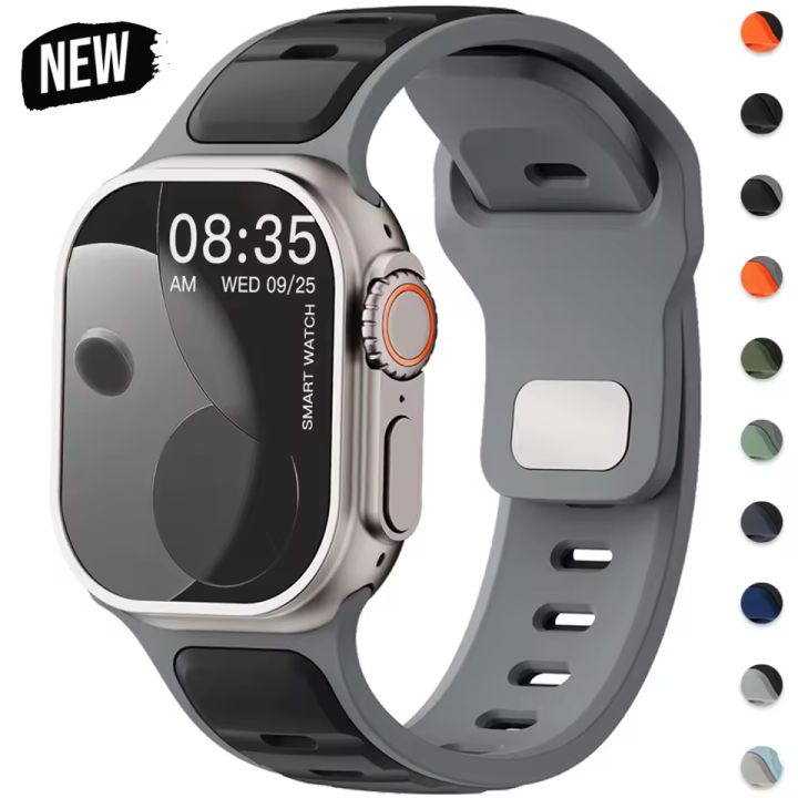 For Iwatch Series 11 10 9 8 7 6 5 4 SE3 Ultra 1 2 Silicone Strap Sports Band for Watch 49mm 46mm 45mm 44mm 42mm 41mm 40mm