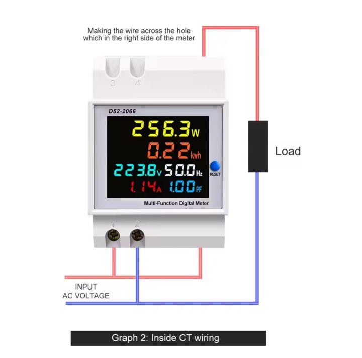 TOMZN Multi-Function Digital Meter Din rail AC monitor 6IN1 Resetable meter Colour Display 220V, 380V 100A Voltage Current Power Factor, Active KWH Meter , Energy Meter  Frequency meter ,Volt 
meter , Ampere meter