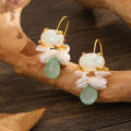 New Creative Geometric Niche Pearls Double Drop Round Stone Dangle Earrings For Women Party Accessories Custom Jewelry.